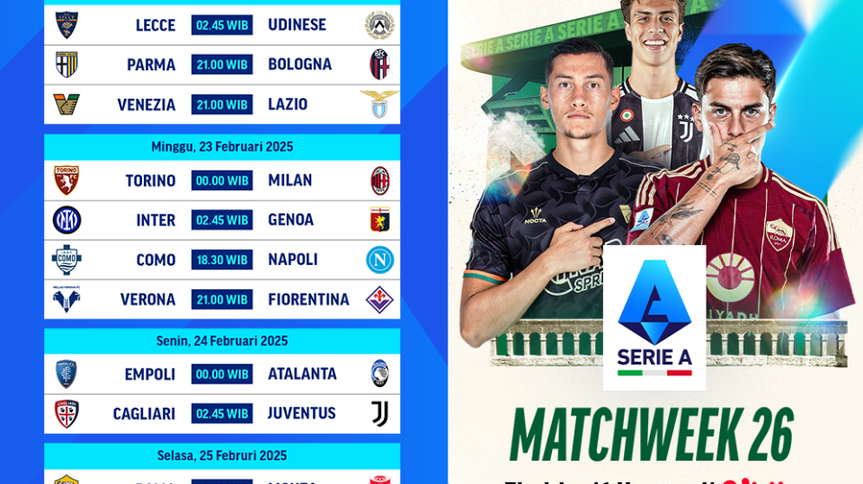 jadwal siaran langsung liga italia matchweek 26