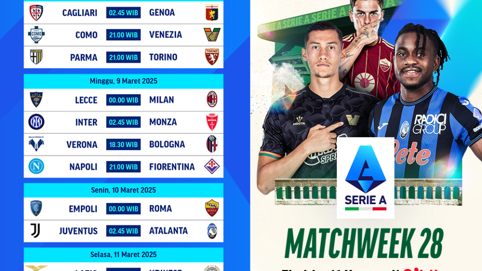 jadwal siaran langsung liga italia matchweek 28