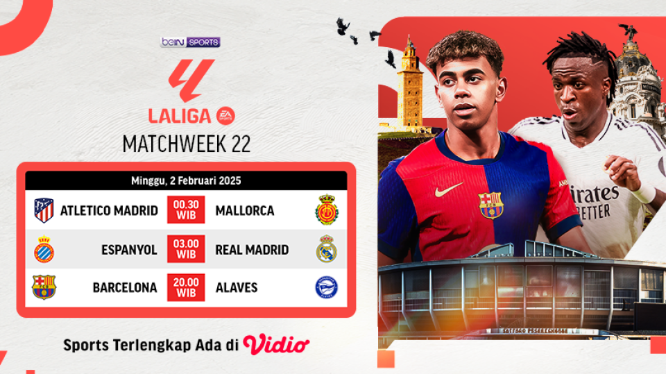 jadwal siaran langsung liga spanyol matchweek 22