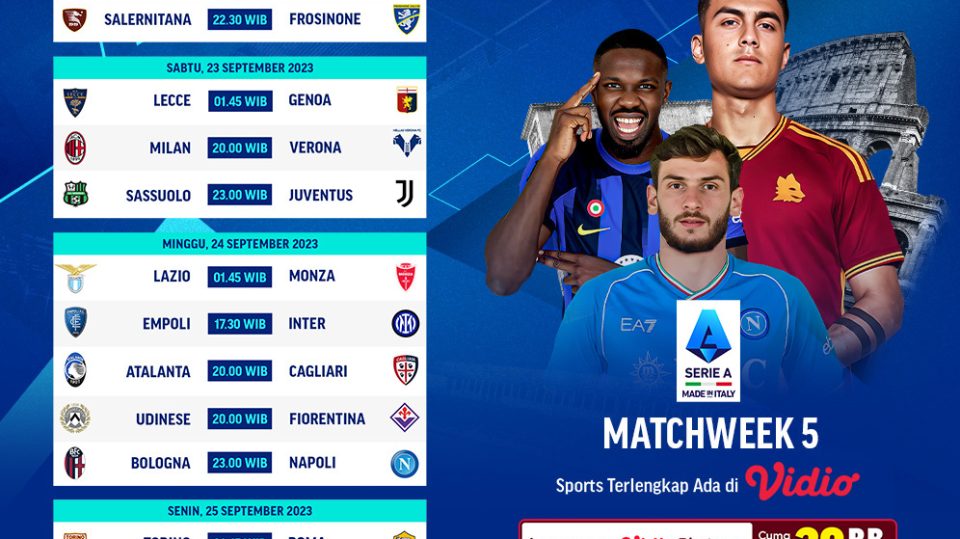 jadwal serie a matchweek 5