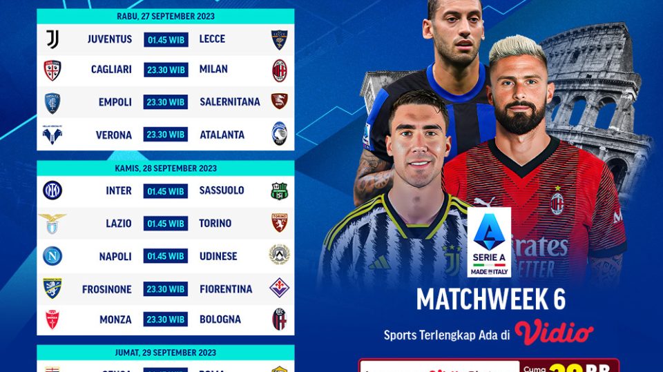 Jadwal Serie A matchweek 6