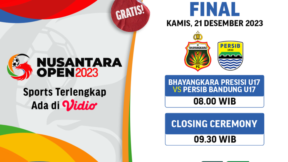 Final Nusantara Open Football 2023, Kamis (21/12/2023) di Vidio