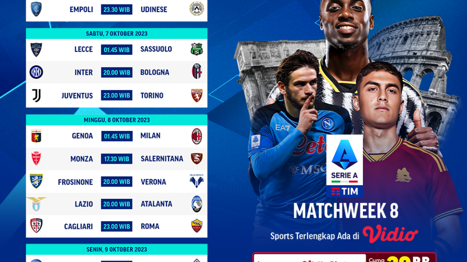 Link Streaming Serie A pekan kedelapan