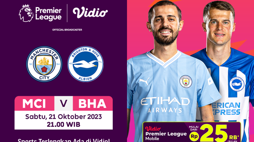 Jadwal dan link streaming Manchester City vs Brighton Liga Inggris 2023/2024
