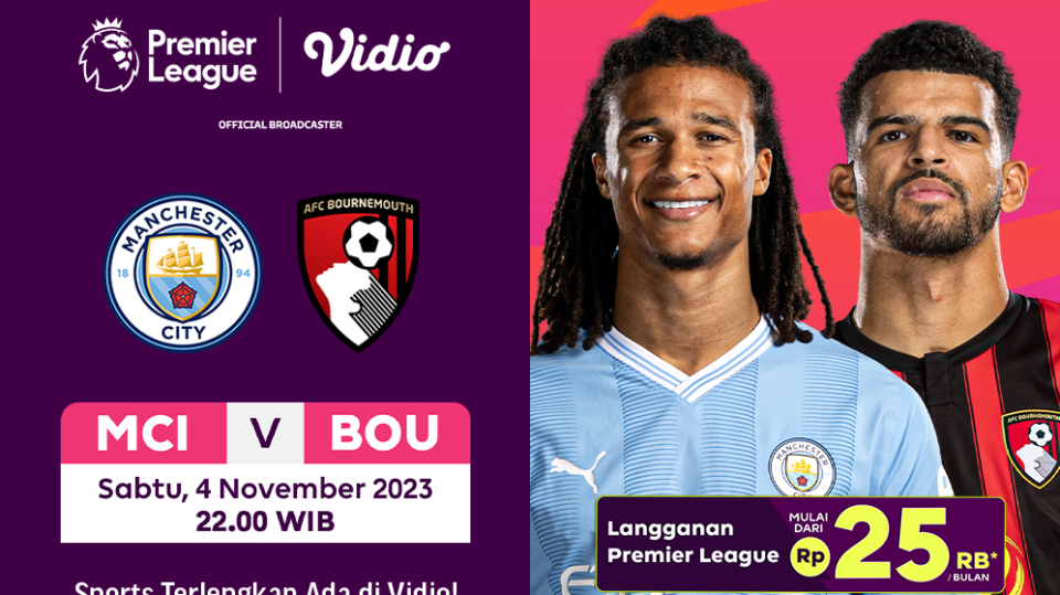 Jadwal dan Link Streaming Man City vs Bournemouth, Sabtu 4 November 2023