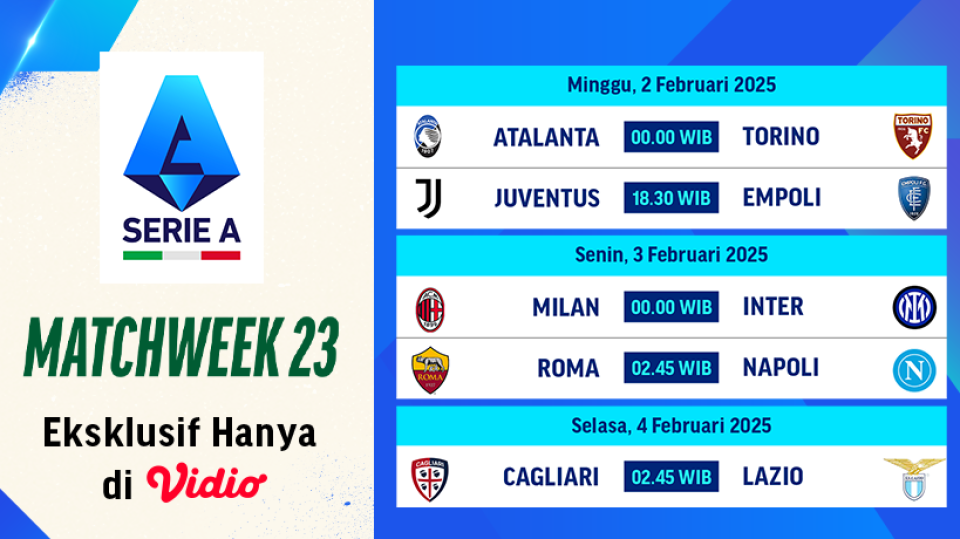 jadwal siaran langsung liga italia matchweek 23