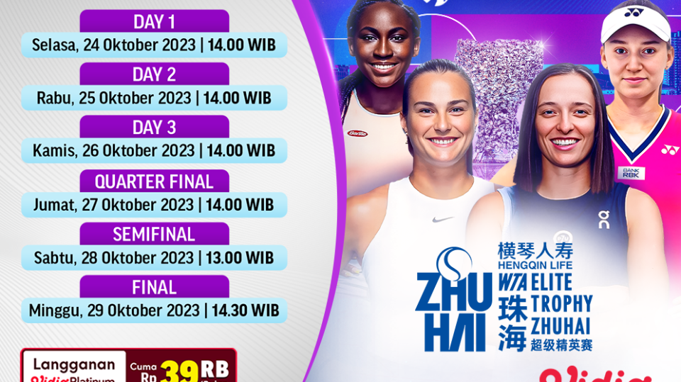 Jadwal dan Link Streaming WTA Elite Trophy Zhuhai 2023