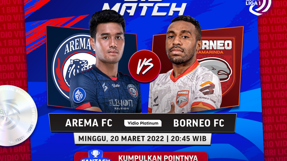Link Live Streaming Arema vs Borneo FC, Link Live Streaming Liga 1 Malam Ini