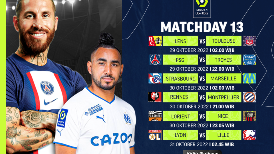 Jadwal Liga Prancis 2022/23 Pekan 13