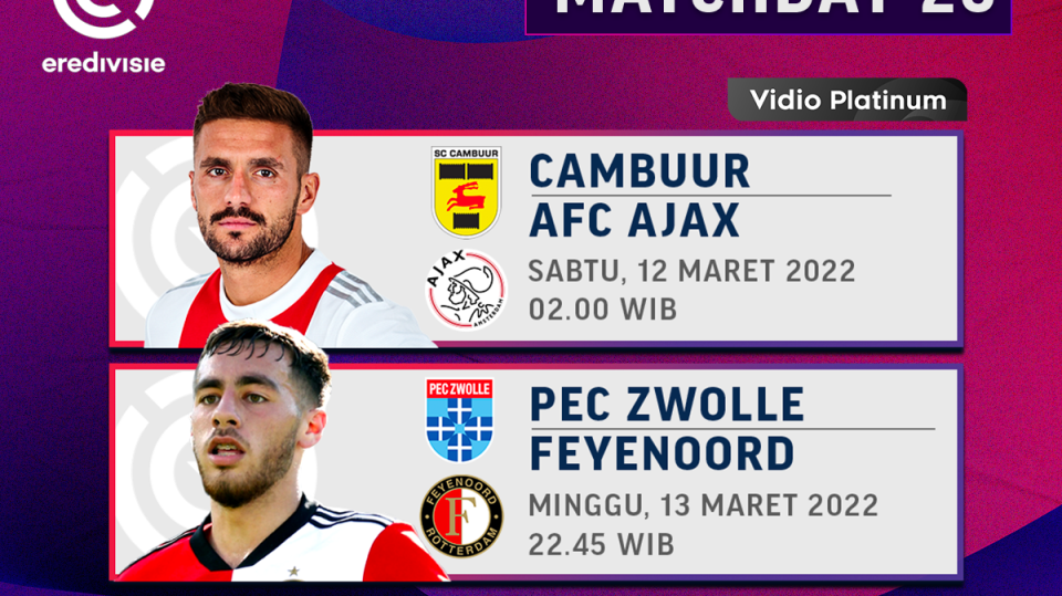 Saksikan Live Streaming Eredivisie 2021/22 Pekan Ke-26 - Ajax Hadapi SC Cambuur