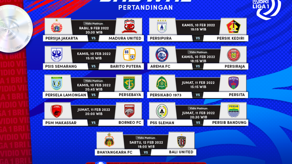 Inilah Jadwal Liga 1 2021-22 Pekan 24 Live Streaming di Vidio