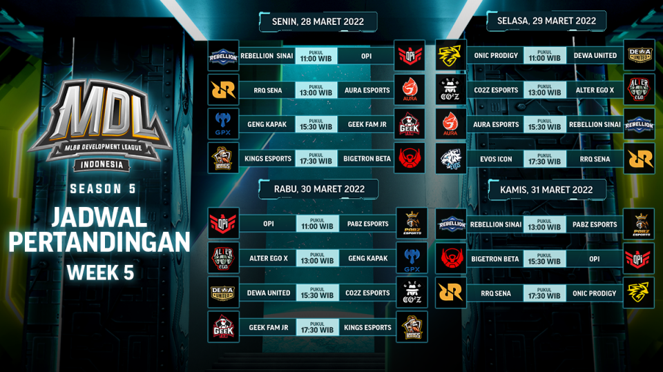 Memasuki Week 5, Ini Link Live Streaming MDL Season 5