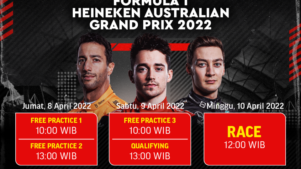 Ini Jadwal dan Link Live Streaming F1 GP Australia 2022 Pekan Ini