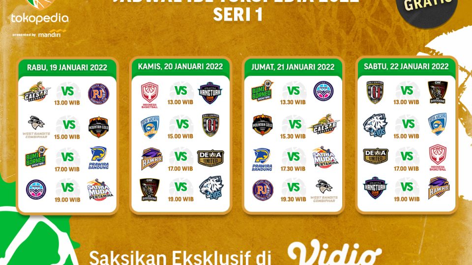 Jadwal Nonton Siaran Langsung IBL 2022 Seri 1 Pekan Ini di Vidio