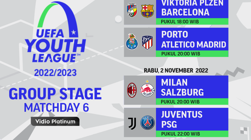 Jadwal UEFA Youth League (UYL) 2022/23 Matchday 6