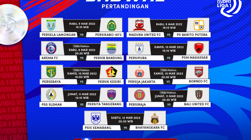 Ini Link Live Streaming Liga 1 2021-22 Pekan Ke-30 - Ada Duel Klasik Arema vs Persib