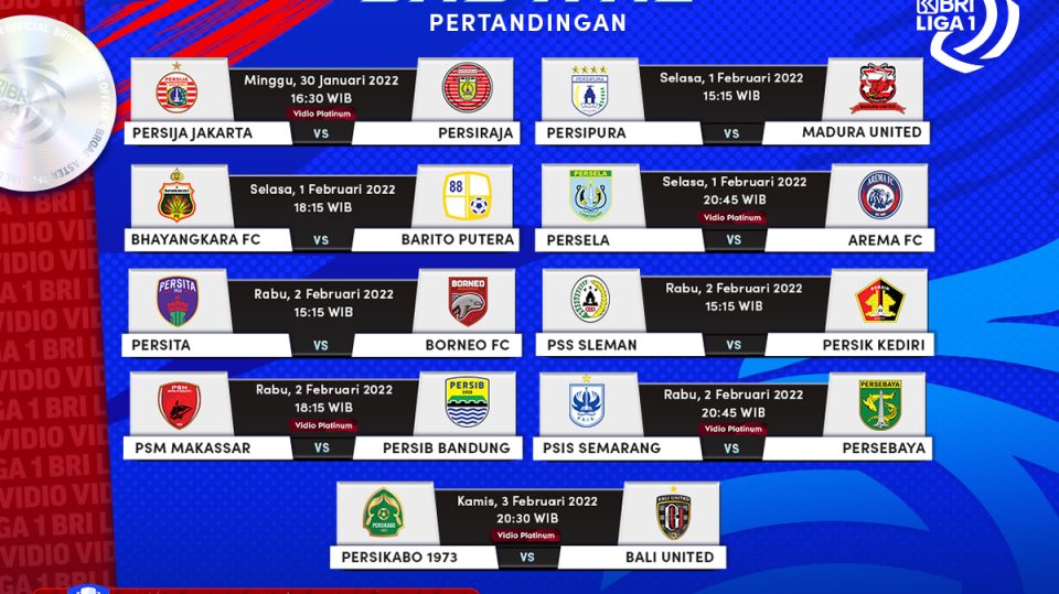 Saksikan, Jadwal Lengkap Liga 1 2021-22 Pekan Ini dan Link Live Streamingnya!