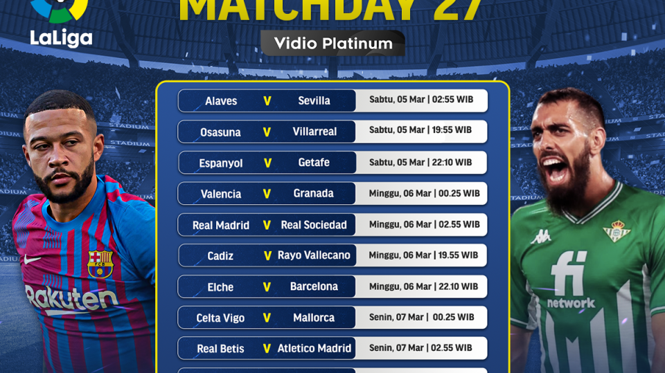 Live Streaming La Liga ( Liga Spanyol ) 2021/22 Pekan Ke-27 - Madrid Jamu Sociedad