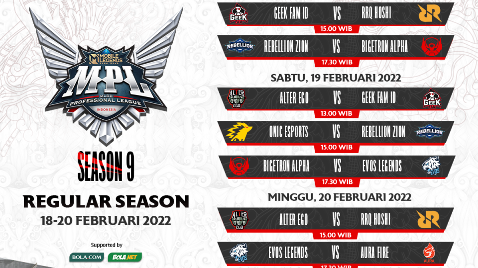 Jadwal Live Streaming MPL S9 Pekan Pertama di Vidio