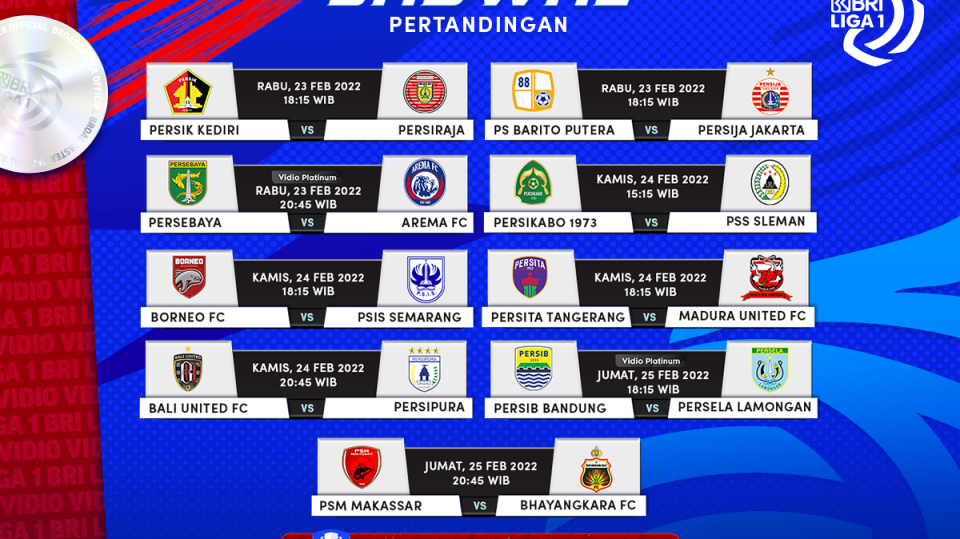 Jadwal Live Streaming Liga 1 2021-22 Pekan Ke-27 di Vidio
