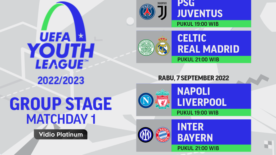 Jadwal Penyisihan Grup UEFA Youth League 2022/23 Matchday 1