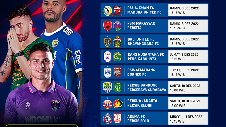 Jadwal Lengkap dan Link Streaming BRI Liga 1 Pekan Ke-13, 8-11 Desember 2022 di Vidio