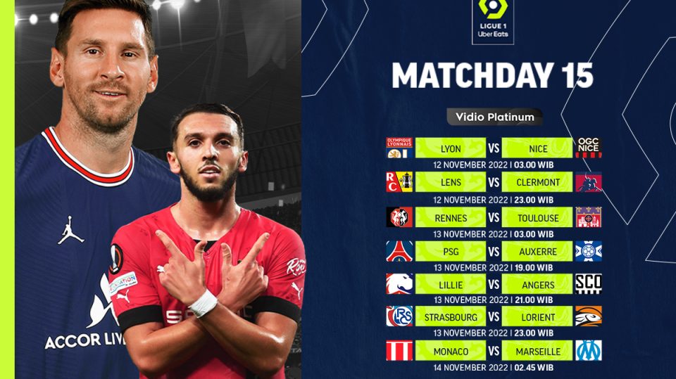 Jadwal Ligue 1 Prancis 2022/23 Pekan 15