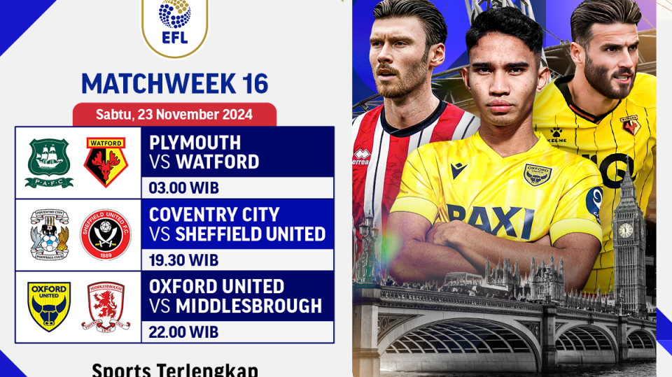 jadwal dan siaran langsung efl championship matchweek 16