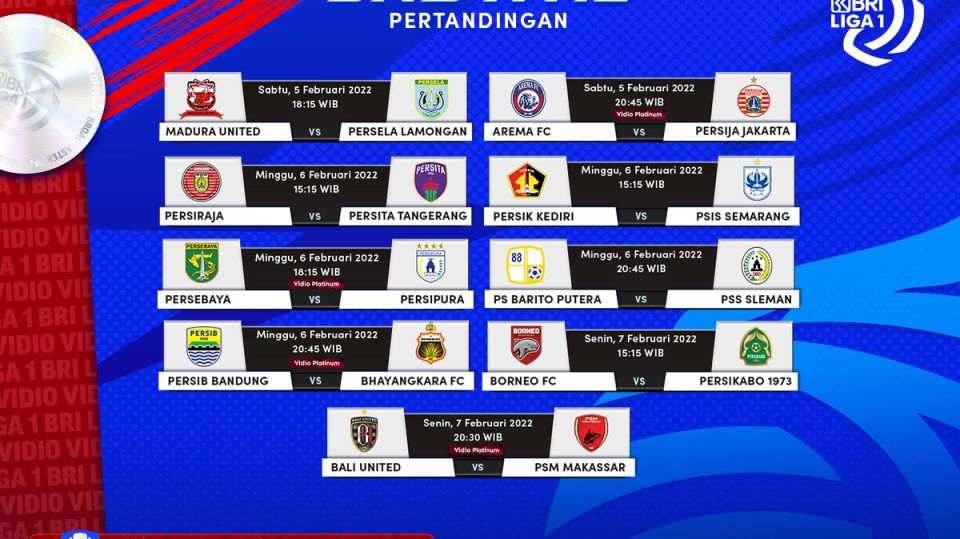 Jadwal Lengkap Liga 1 2021-22 Pekan 23, Berikut Link Live Streamingnya di Vidio