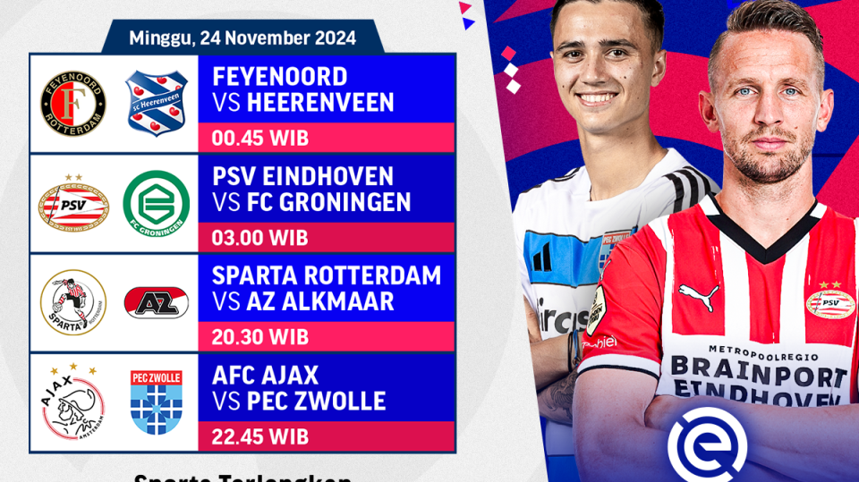 jadwal dan siaran langsung eredivisie matchweek 13