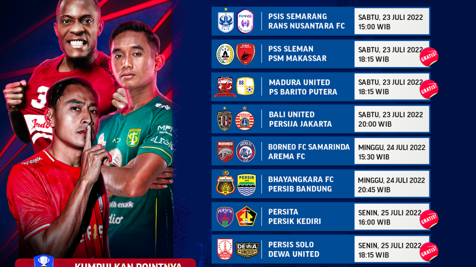Jadwal Lengkap BRI Liga 1 2022-2023 Pekan 1