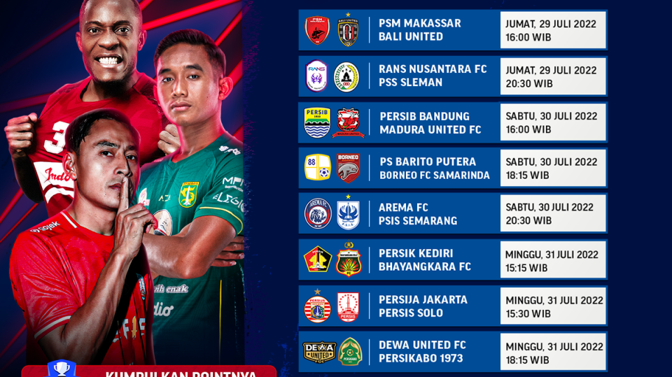 Jadwal Lengkap BRI Liga 1 2022-2023 Pekan 2