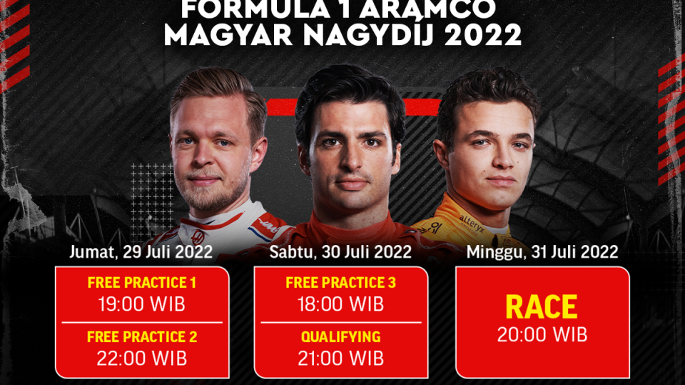 Jadwal Lengkap F1 GP Hungaria 2022 Akhir Pekan Ini