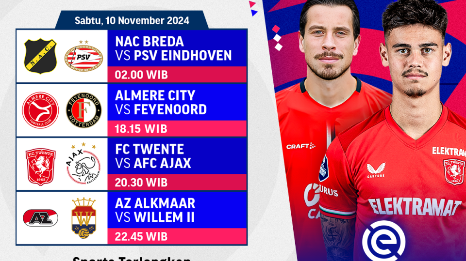 jadwal dan live streaming Eredivisie matchweek 12