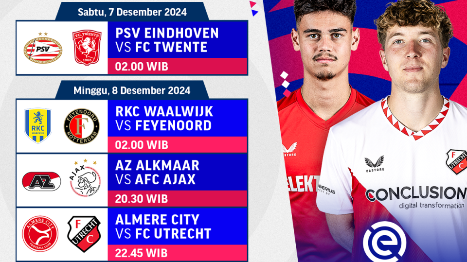 jadwal dan live streaming eredivisie matchweek 15 persaingan tim papan atas pekan ini