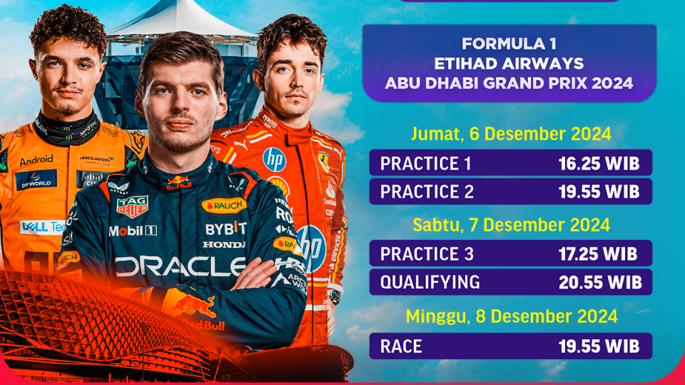Jadwal dan Live Streaming F1 Etihad Airways Abu Dhabi Grand Prix 2024 Big Race