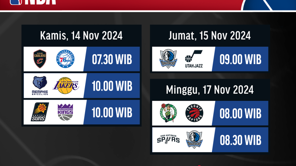 Jadwal dan Link Live Streaming NBA Matchweek 4
