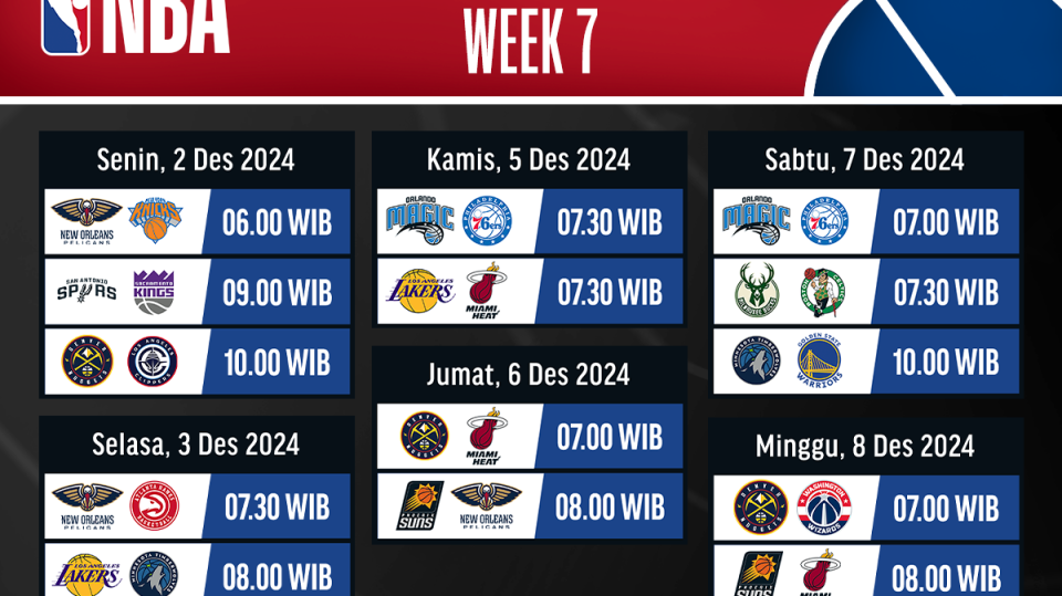 jadwal dan live streaming NBA season pekan ini