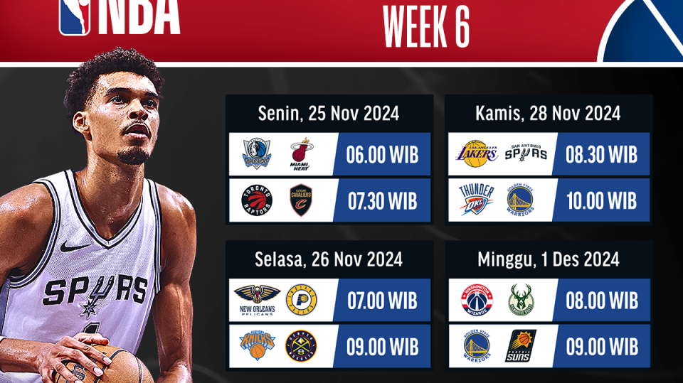 jadwal dan siaran langsung NBA Season matchweek 6