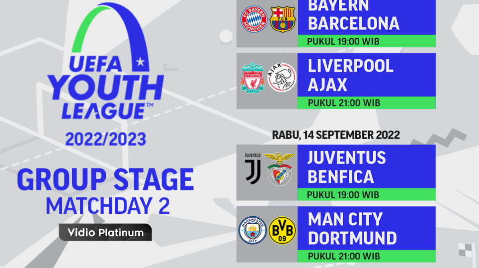 Jadwal UEFA Youth League 2022/23 Matchday 2