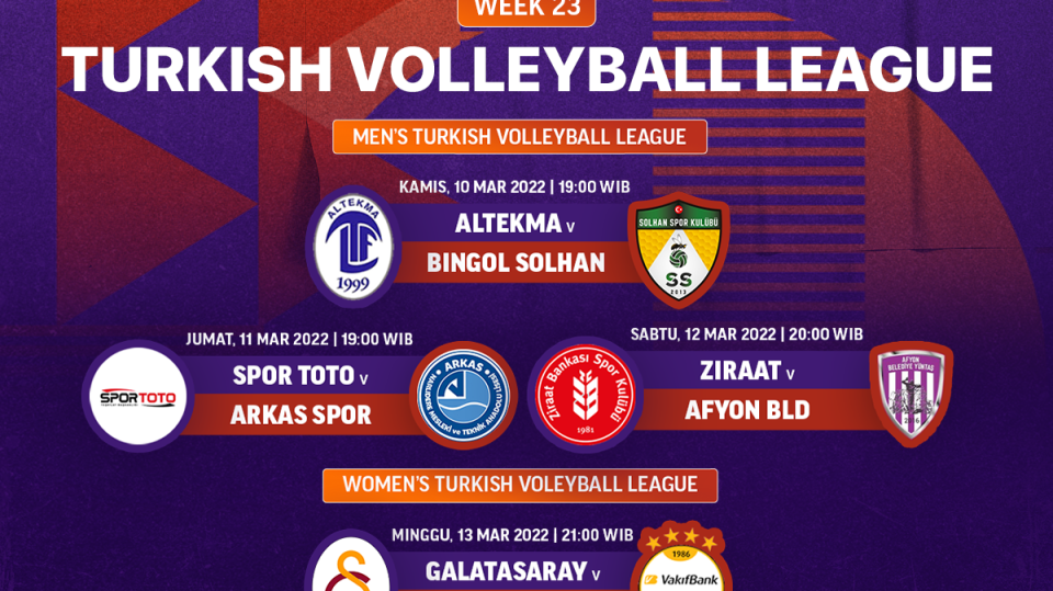 Seru! Ini Link Live Streaming Liga Voli Turki 2021/22 Pekan 23