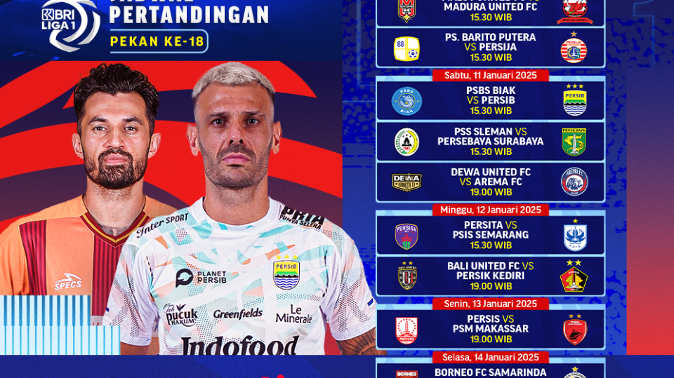 jadwal siaran langsung bri liga 1 pekan 18