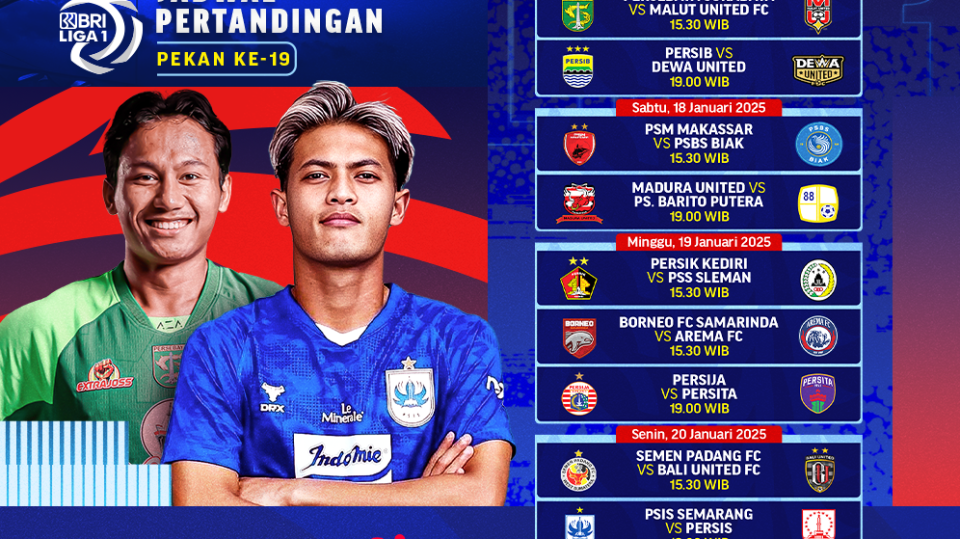 jadwal siaran langsung bri liga 1 pekan 19