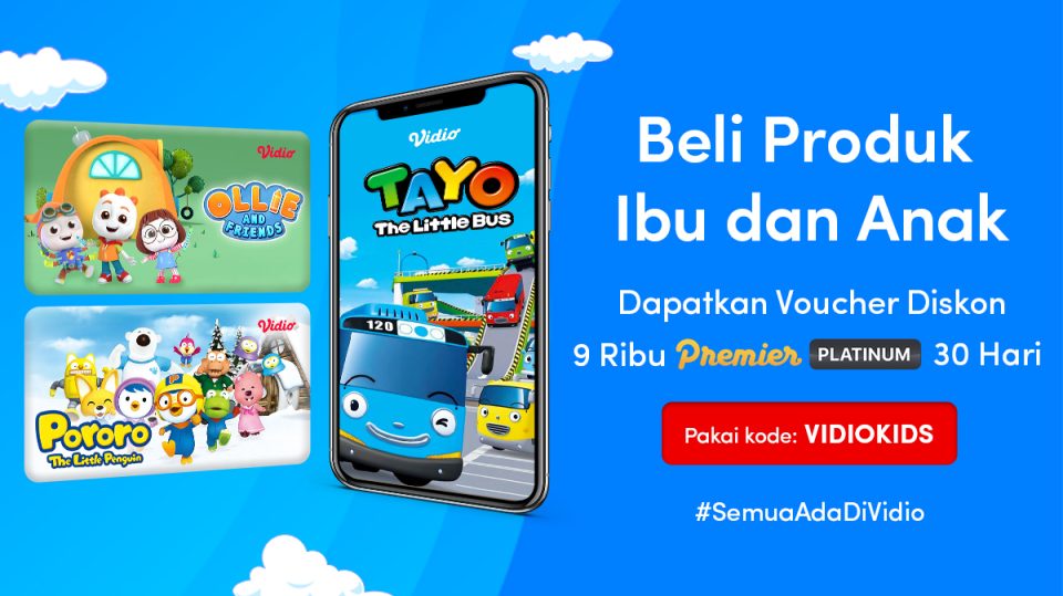 Promo Blibli setiap pembelian produk Ibu dan Anak, dapatkan voucher Vidio Premier Platinum.