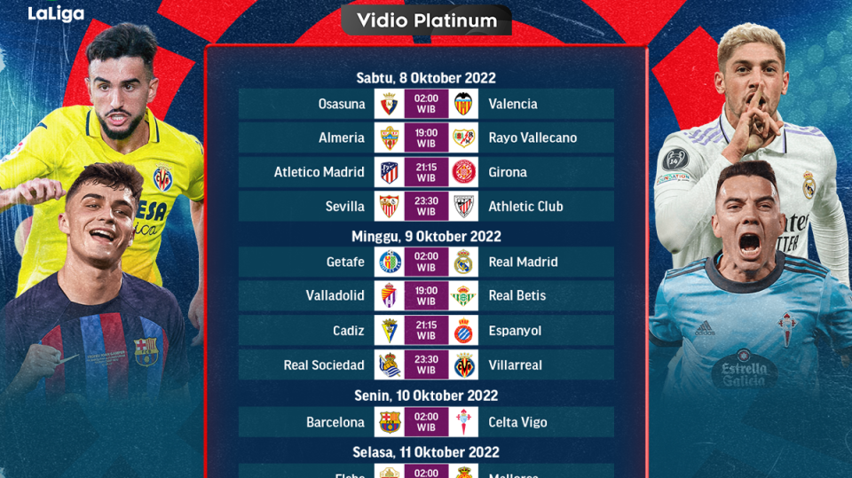 Jadwal Siaran Langsung La Liga 2022/23 Pekan 8