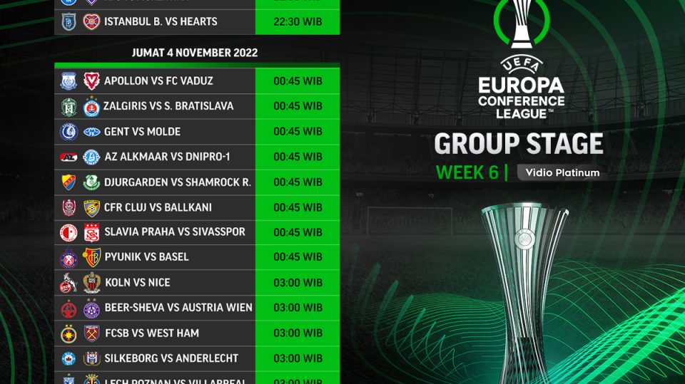 Jadwal Liga Konferensi Eropa 2022/23 Matchday 6