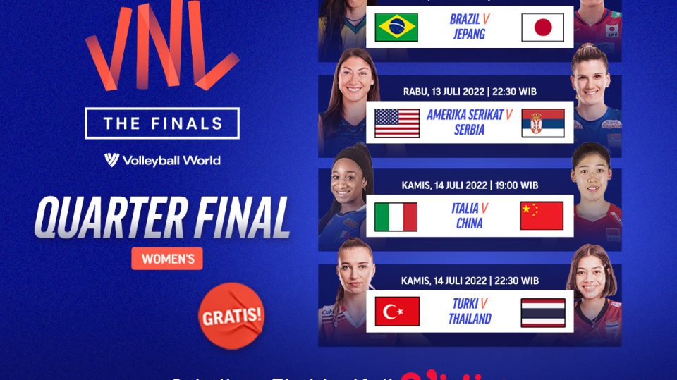 Jadwal Lengkap VNL 2022 Putri Babak Perempat Final