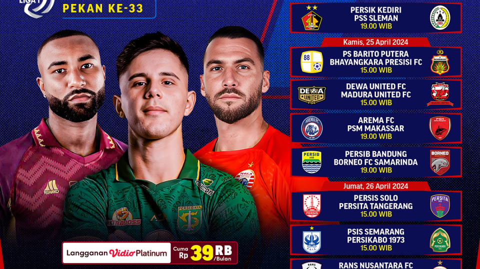 Jadwal BRI Liga 1 2023/24 Pekan-33