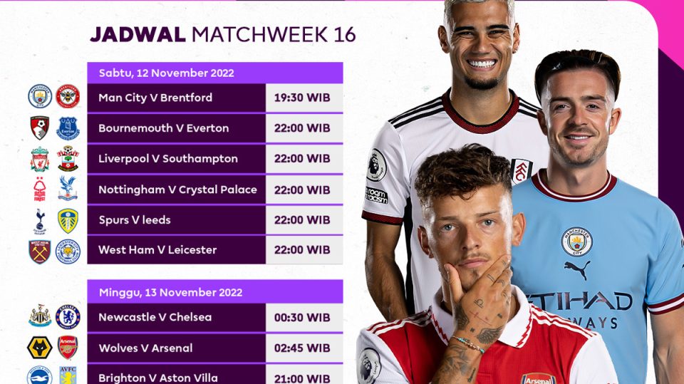 Jadwal Lengkap Premier League 2022/23 Pekan 16