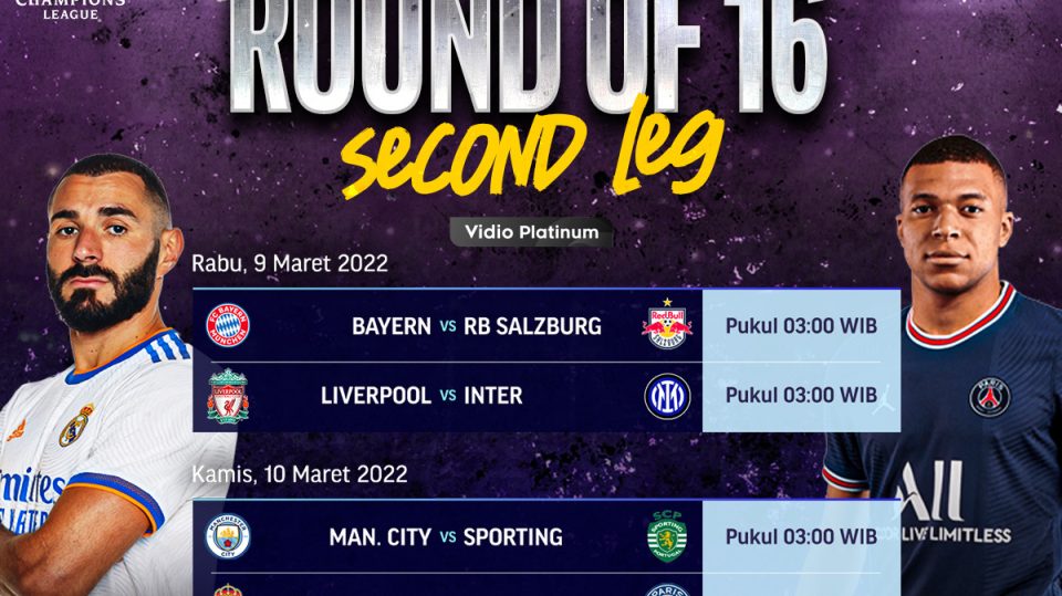 Link Live Streaming Liga Champions 2021/22 - 16 Besar Leg Kedua Pekan Ini